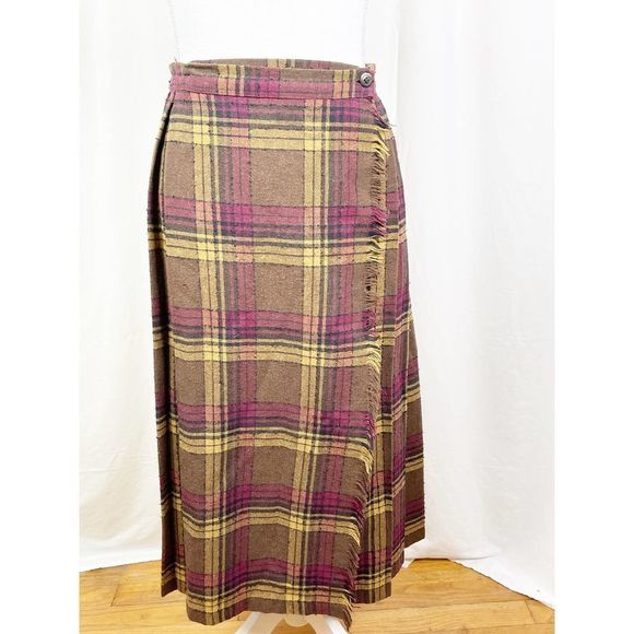 It's Magic Dresses & Skirts - Vintage 1970's It's Magic Plaid Wool Flat Front Pleated Wrap Skirt